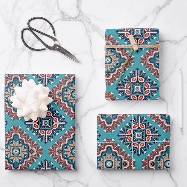 Nationale Amerikanische Ureinwohner Navajo Mosaic  Geschenkpapier Set (Vorderseite)