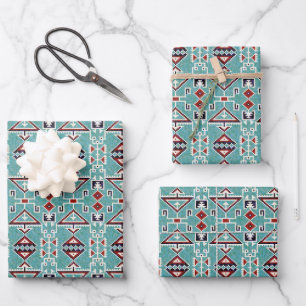 Nationale Amerikanische Ureinwohner Navajo Pattern Geschenkpapier Set