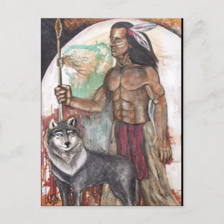 Nationale Amerikanische Ureinwohner- und Wolf-Post Postkarte