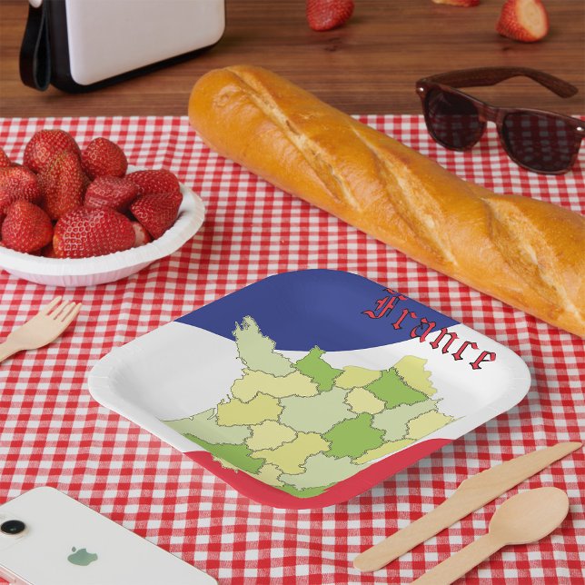 Nationale Farben und Landkarte Frankreichs Pappteller (Von Creator hochgeladen)