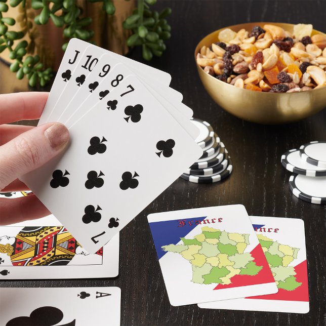 Nationale Farben und Landkarte Frankreichs Spielkarten (Von Creator hochgeladen)