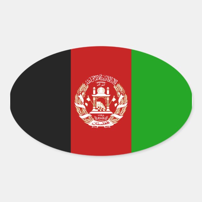 Nationale Flagge Afghanistans Ovaler Aufkleber (Vorderseite)