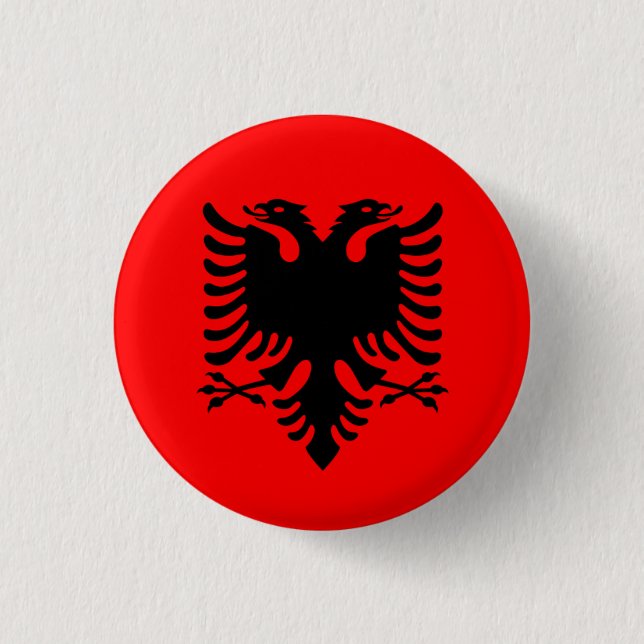Nationale Flagge Albaniens Button (Vorderseite)