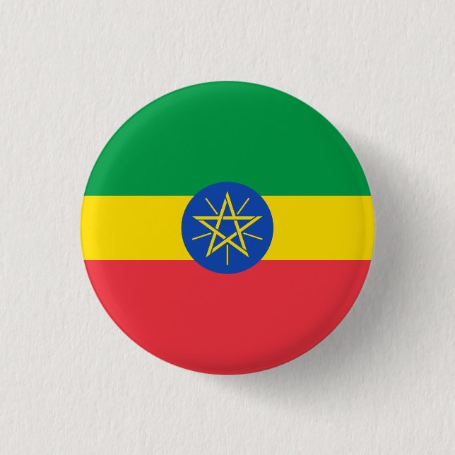 Nationale Flagge Äthiopiens Button (Vorderseite)