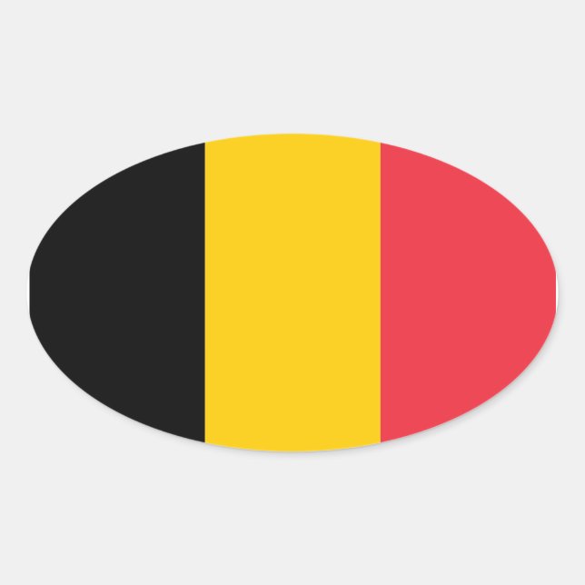 Nationale Flagge Belgiens Ovaler Aufkleber (Vorderseite)