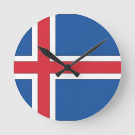 Nationale Flagge Islands Runde Wanduhr