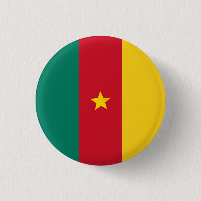 Nationale Flagge Kameruns Button (Vorderseite)