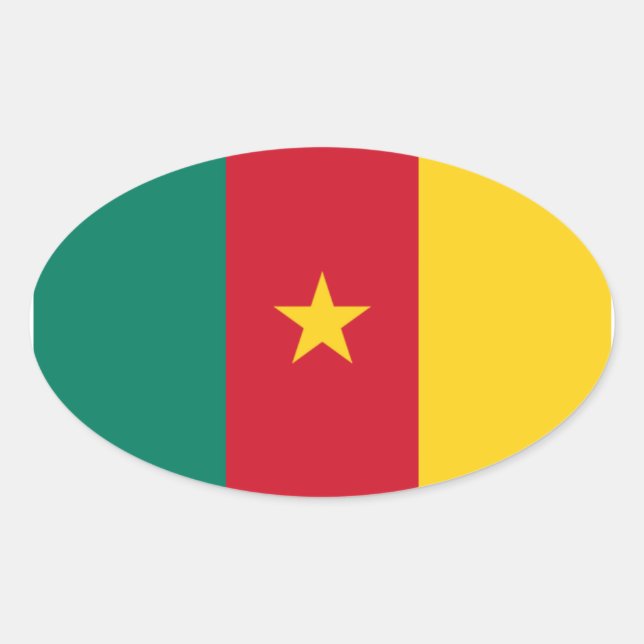Nationale Flagge Kameruns Ovaler Aufkleber (Vorderseite)
