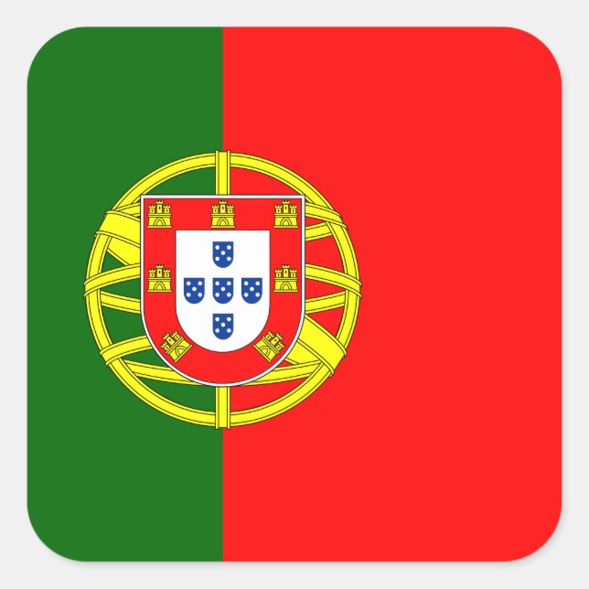 Nationale Flagge Portugals Quadratischer Aufkleber (Vorderseite)