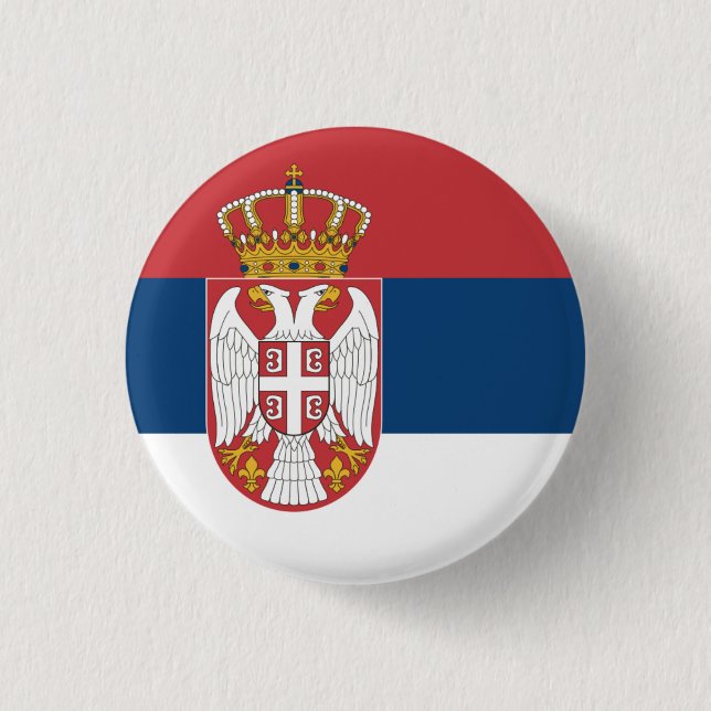 Nationale Flagge Serbiens Button (Vorderseite)