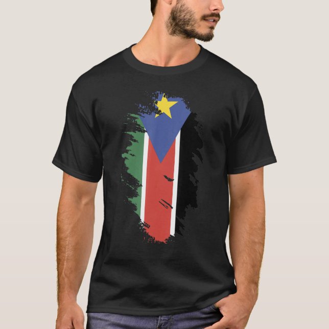 Nationale Flagge Südsudans Souvenir für Männer T-Shirt (Vorderseite)