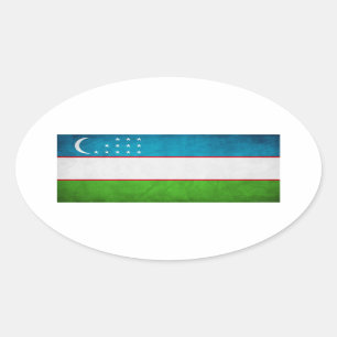 Nationale Flagge Usbekistans Ovaler Aufkleber