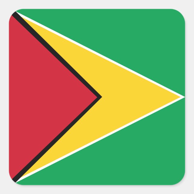 Nationale Flagge von Guyana Quadratischer Aufkleber (Vorderseite)
