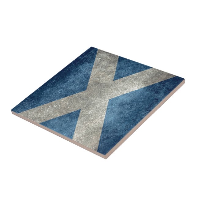 Nationale Flagge von Schottland - Vintage Version Fliese (Seite)