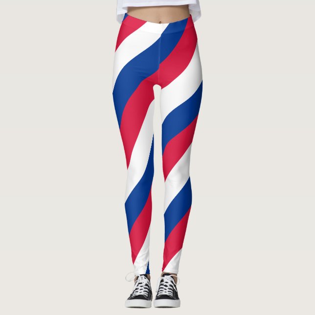 Nationale Flaggenfarben von Nepal diagonal gestrei Leggings (Vorderseite)
