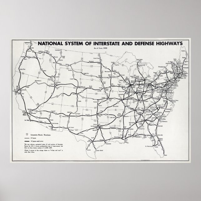 NATIONALE HIGHWAY-KARTE 1958 POSTER (Vorne)