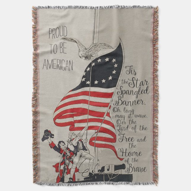 Nationale Hymne mit amerikanischer Flagge Decke (Vorderseite Vertikal)