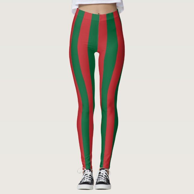 Nationale marokkanische Flaggenfarben Vertikal ges Leggings (Vorderseite)