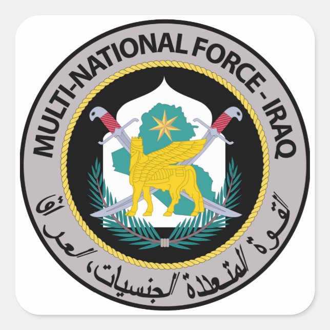 Nationale Multinationale Truppe - Irak Quadratischer Aufkleber (Vorderseite)