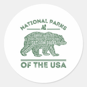 Nationale Parks Bär Wandern Reisen Camping Outdoor Runder Aufkleber