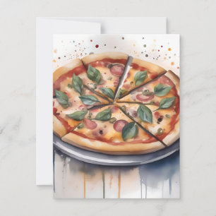 Nationale Pizza-Woche C - Wasserfarben Feiertagskarte