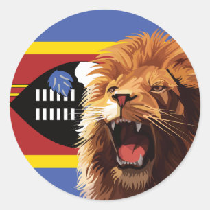 Nationale Tierflagge Eswatini Lion Swazi Runder Aufkleber