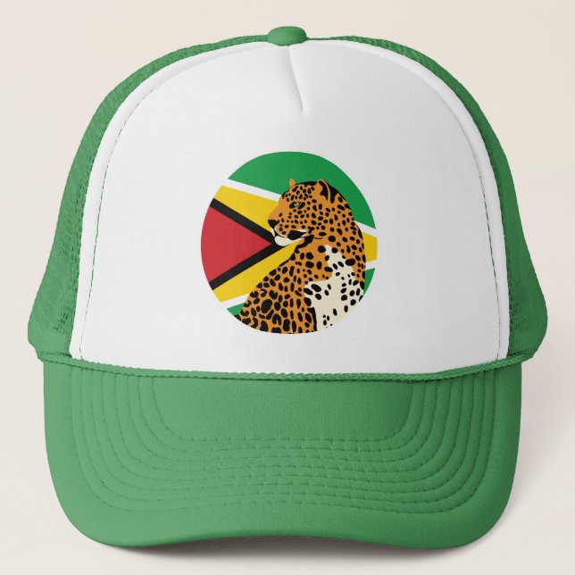 Nationale Tierflagge Guyana Jaguar Guyana Truckerkappe (Vorderseite)