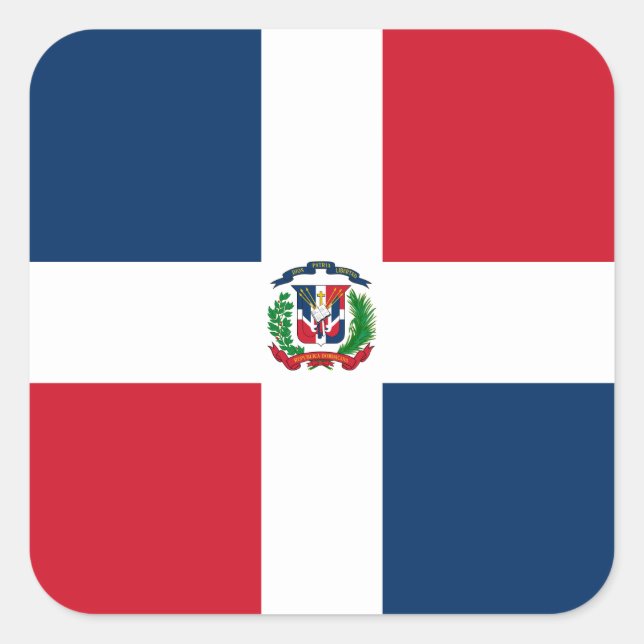 Nationale Weltflagge der Dominikanischen Republik Quadratischer Aufkleber (Vorderseite)