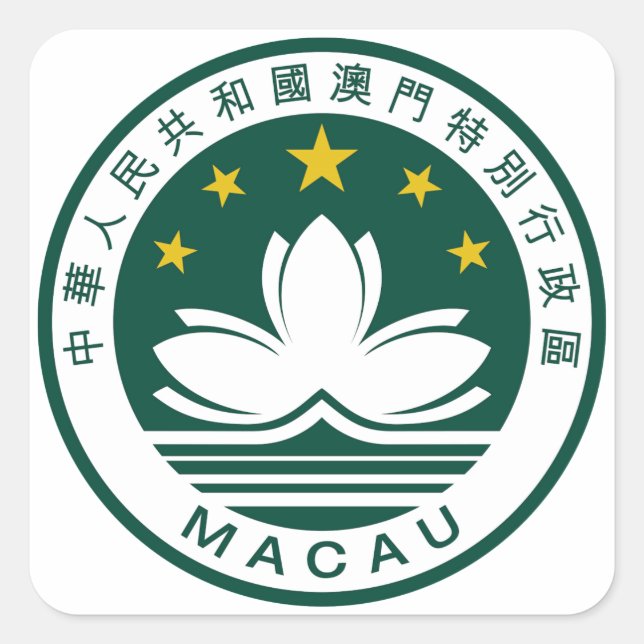 NationalEmblem Macau (China) Quadratischer Aufkleber (Vorderseite)