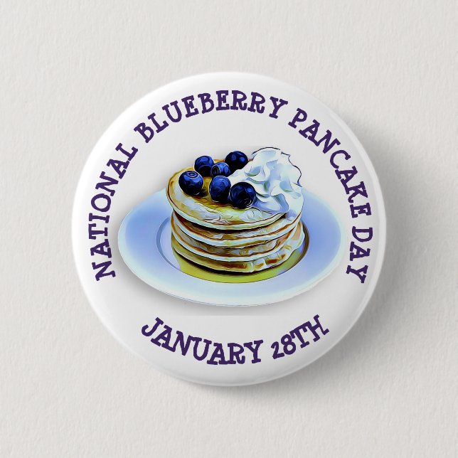 Nationaler Blueberry Pancake Day 28. Januar Button (Vorderseite)