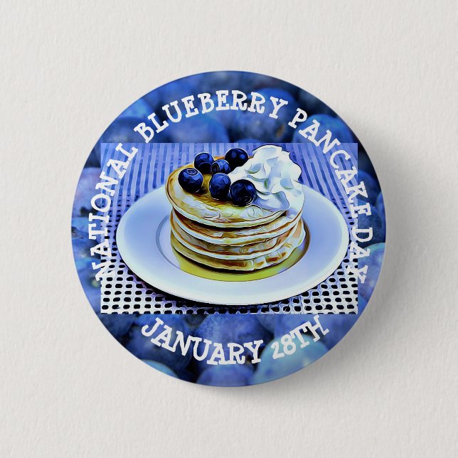 Nationaler Blueberry Pancake Day 28. Januar Button (Vorderseite)