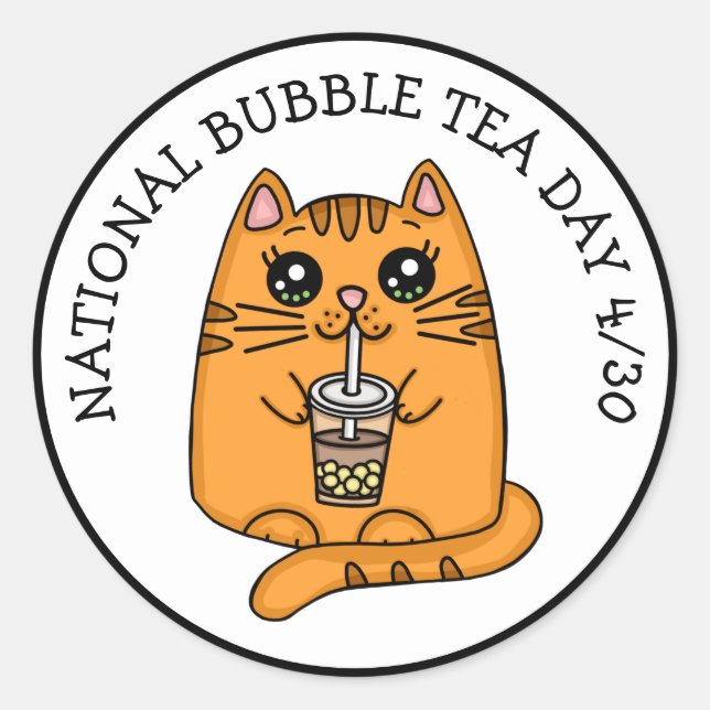 Nationaler Bubble Tea Day - 30. April Runder Aufkleber (Vorderseite)
