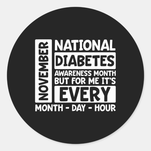 Nationaler Diabetes-Monat November Runder Aufkleber (Vorderseite)