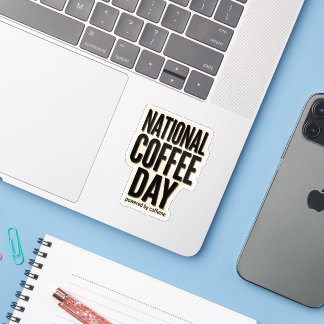 Nationaler Kaffeetag Powered by Caffeine Vinyl Aufkleber