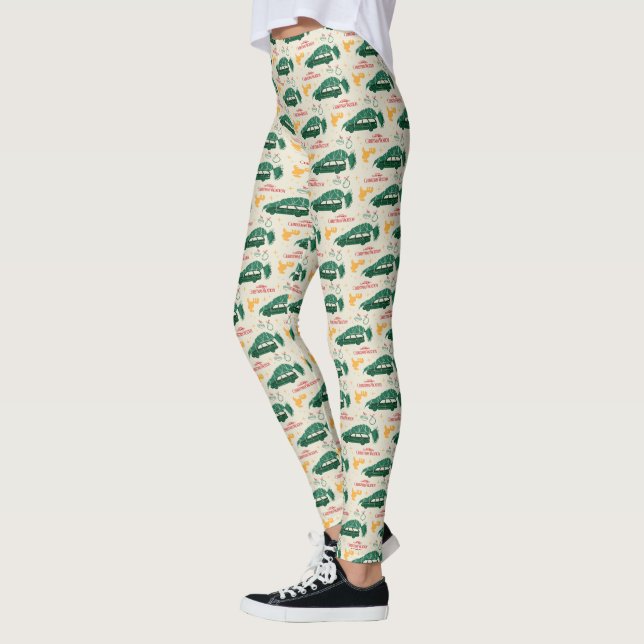 Nationaler Lampoon Weihnachtsbaum über das Muster  Leggings (Links)