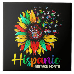 Nationaler Monat des hispanischen Erbes Sonnenblum Fliese