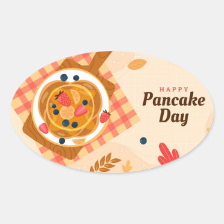 Nationaler Pancake Day Ovaler Aufkleber