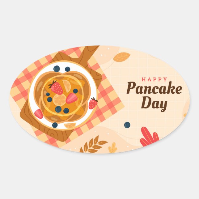Nationaler Pancake Day Ovaler Aufkleber (Vorderseite)