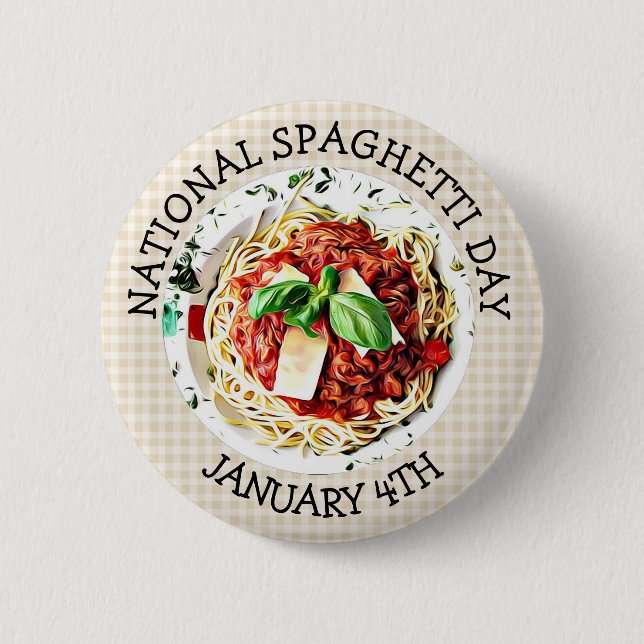 Nationaler Spaghetti-Tag 4. Januar Button (Vorderseite)