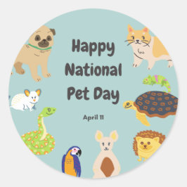 Nationaler Tag der Heimtiere 11. April Runder Aufkleber