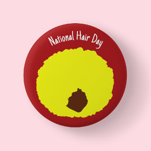 Nationaler Tag des Haares - Gelber Afro Badge/ Button
