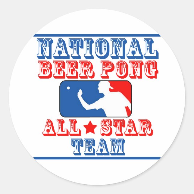 Nationales Bier-Pong-Team Runder Aufkleber (Vorderseite)