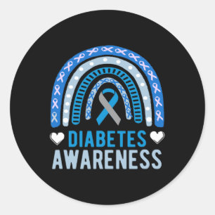 Nationales Diabetesbewusstsein Monat blaues Band-R Runder Aufkleber