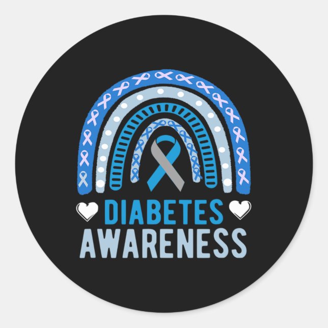 Nationales Diabetesbewusstsein Monat blaues Band-R Runder Aufkleber (Vorderseite)