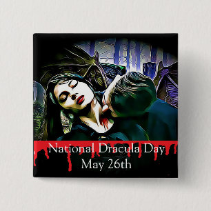 Nationales Dracula-Tagesam 26. Mai merkwürdiges Button