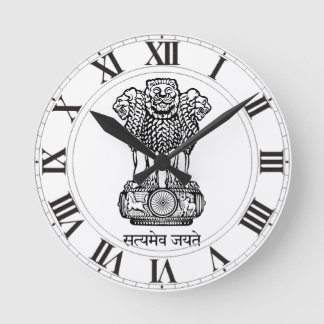 Nationales Emblem Indiens Runde Wanduhr
