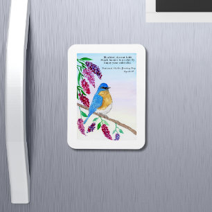 Nationales Haiku-Wasserfarben Blau-Vogel In Fliede Magnet