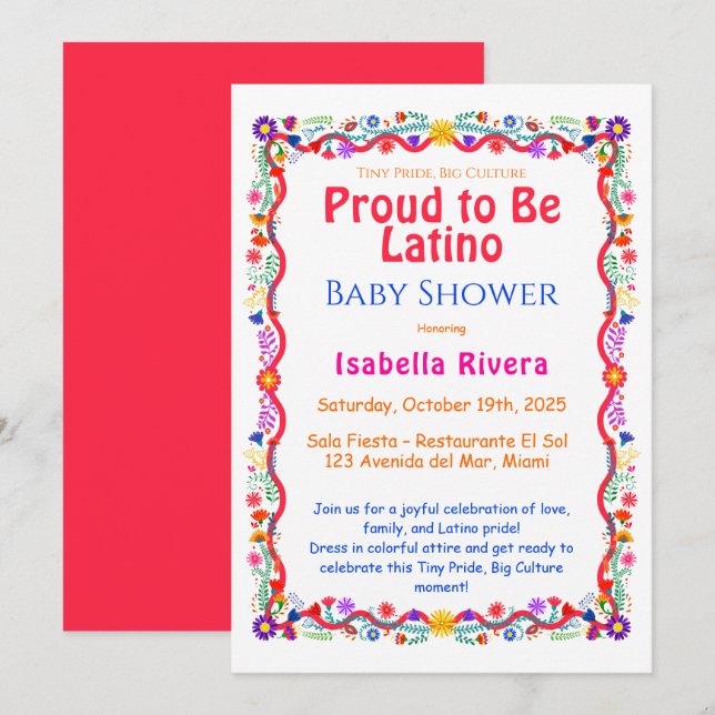 Nationales hispanisches Erbe | Babyparty Einladung (Vorne/Hinten)