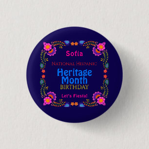 Nationales hispanisches Erbe Geburtstag farbenfroh Button