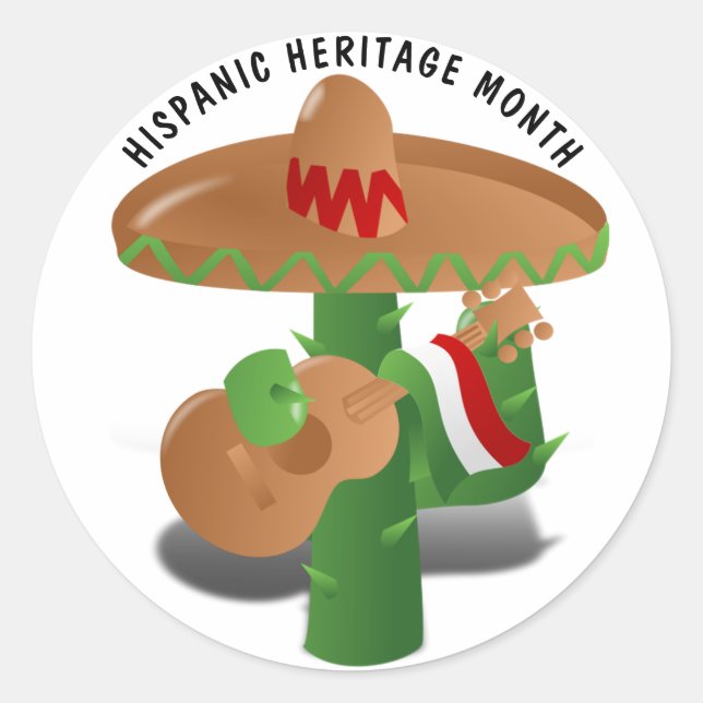 Nationales hispanisches Erbe Monat - Kaktus Runder Aufkleber (Vorderseite)
